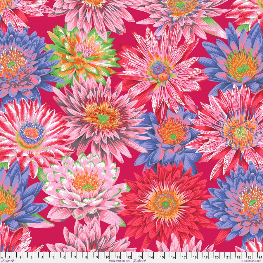 FreeSpirit Fabrics: Kaffe Fassett Collective August 2023 - Tropical Water Lilies Red Yardage SKU# PWPJ119-RED (A92254)