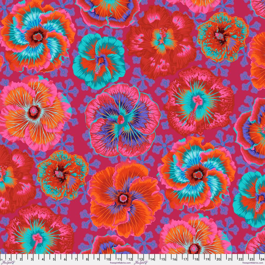 FreeSpirit Fabrics: Kaffe Fassett Collective August 2023 - Floating Hibiscus Red Yardage SKU# PWPJ122-RED (A92241)