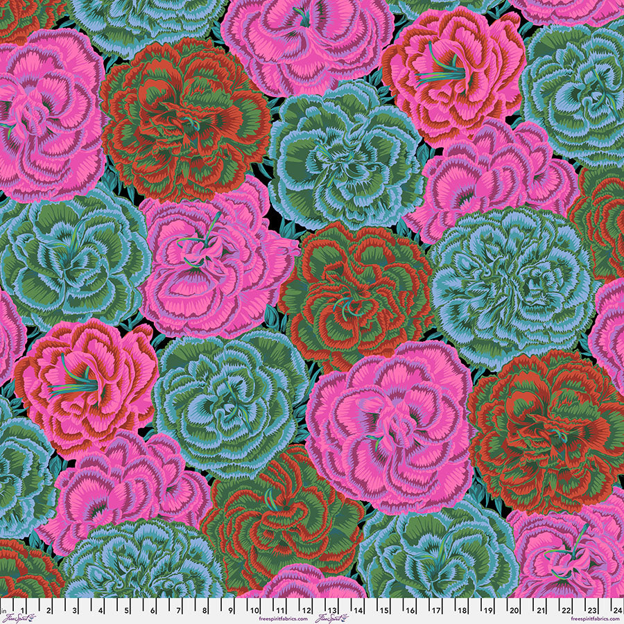 FreeSpirit - Kaffe Fassett Collective August 2025 - Picotee Carnations - Dark - PWPJ133.Dark - Sold by the Half Yard