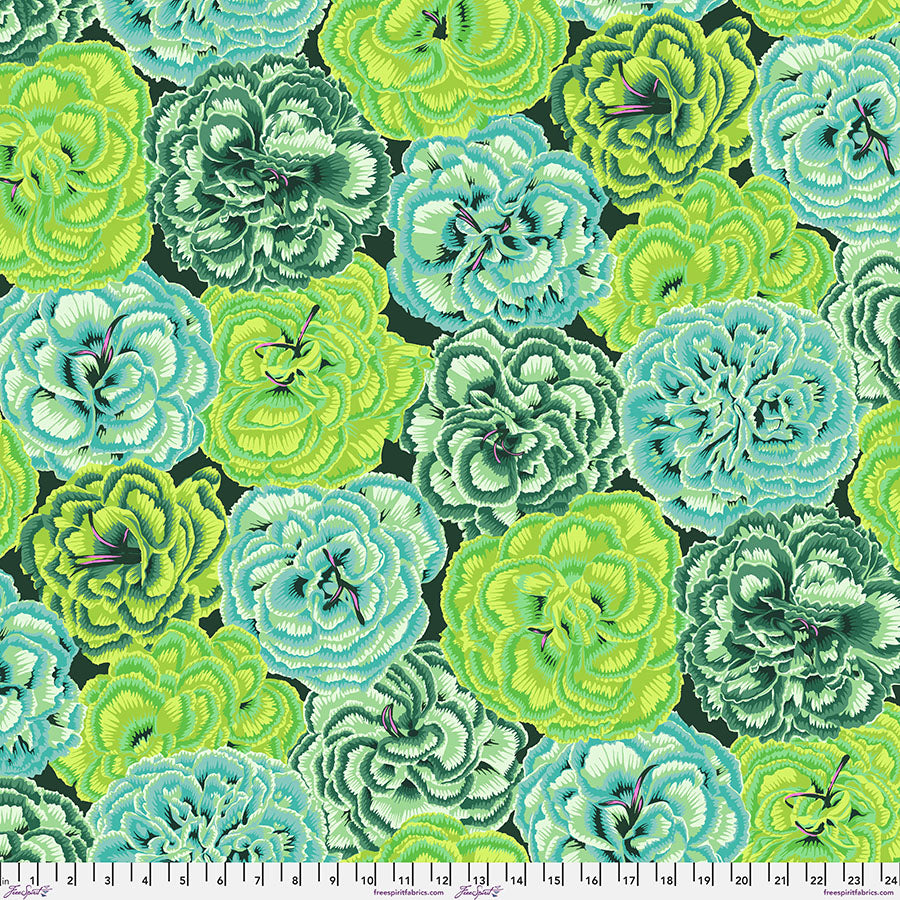 FreeSpirit - Kaffe Fassett Collective August 2025 - Picotee Carnations - Green - PWPJ133.Green - Sold by the Half Yard