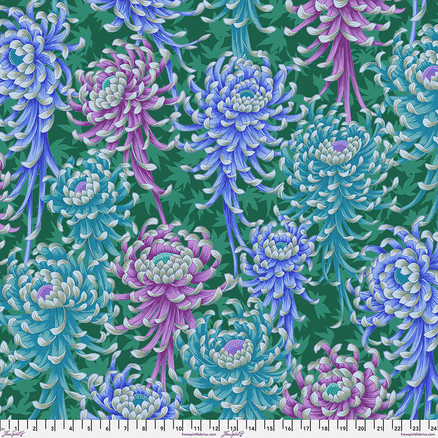 FreeSpirit - Kaffe Fassett Collective August 2025 - Spider Mums - Cool - PWPJ135.Cool - Sold by the Half Yard