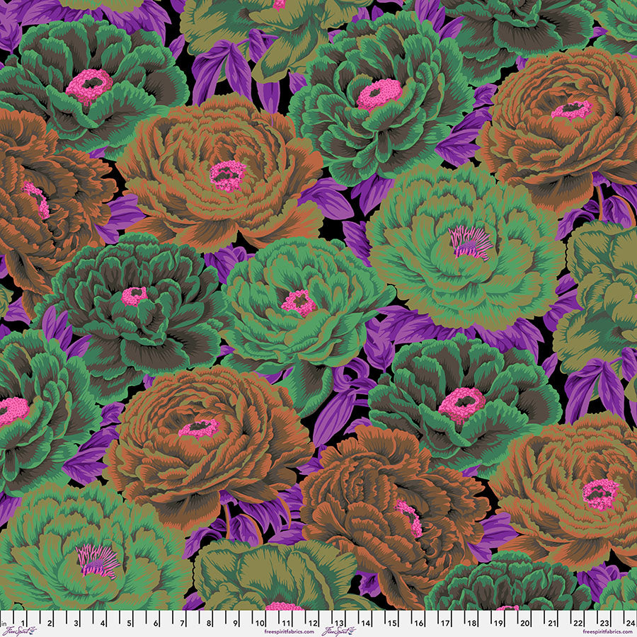 FreeSpirit - Kaffe Fassett Collective August 2025 - Tibetan Peony - Dark - PWPJ136.Dark - Sold by the Half Yard