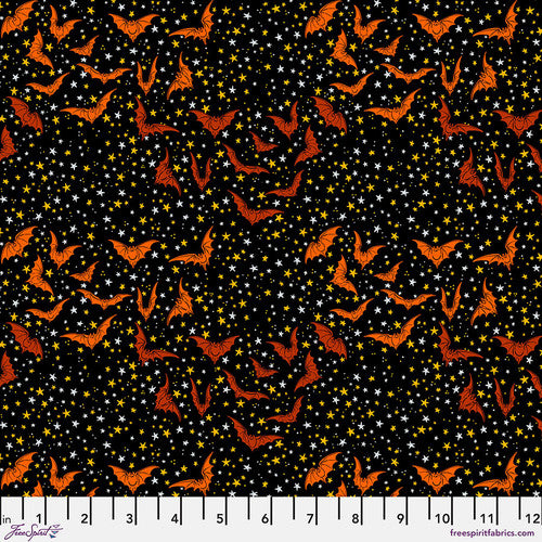 FreeSpirit - Costumes & Cobwebs - Ditsy Bats - Black - PWRH114.BLACK - Sold by the Half Yard