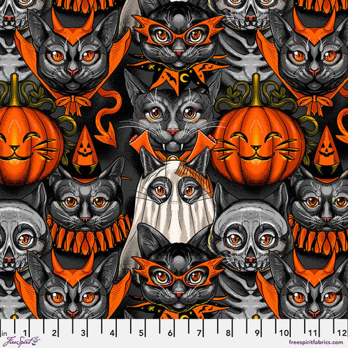 FreeSpirit - Costumes & Cobwebs - Costume Party - Black - PWRH115.BLACK - Sold by the Half Yard