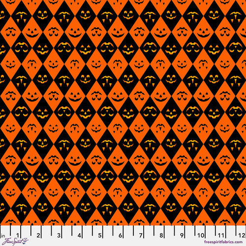FreeSpirit - Costumes & Cobwebs - Jack of Diamonds - Orange - PWRH116.ORANGE - Sold by the Half Yard