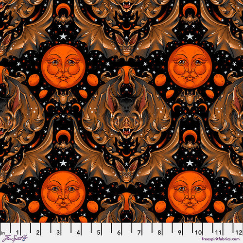 FreeSpirit - Costumes & Cobwebs - Full Moon Flight - Black - PWRH120.BLACK - Sold by the Half Yard