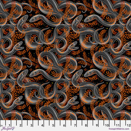 FreeSpirit - Costumes & Cobwebs - Sneaky Snakes - Black - PWRH123.BLACK - Sold by the Half Yard