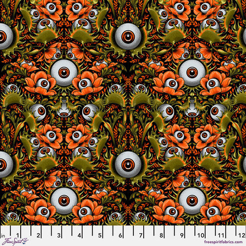 FreeSpirit - Costumes & Cobwebs - Venus Eye Trap - Orange - PWRH127.ORANGE - Sold by the Half Yard