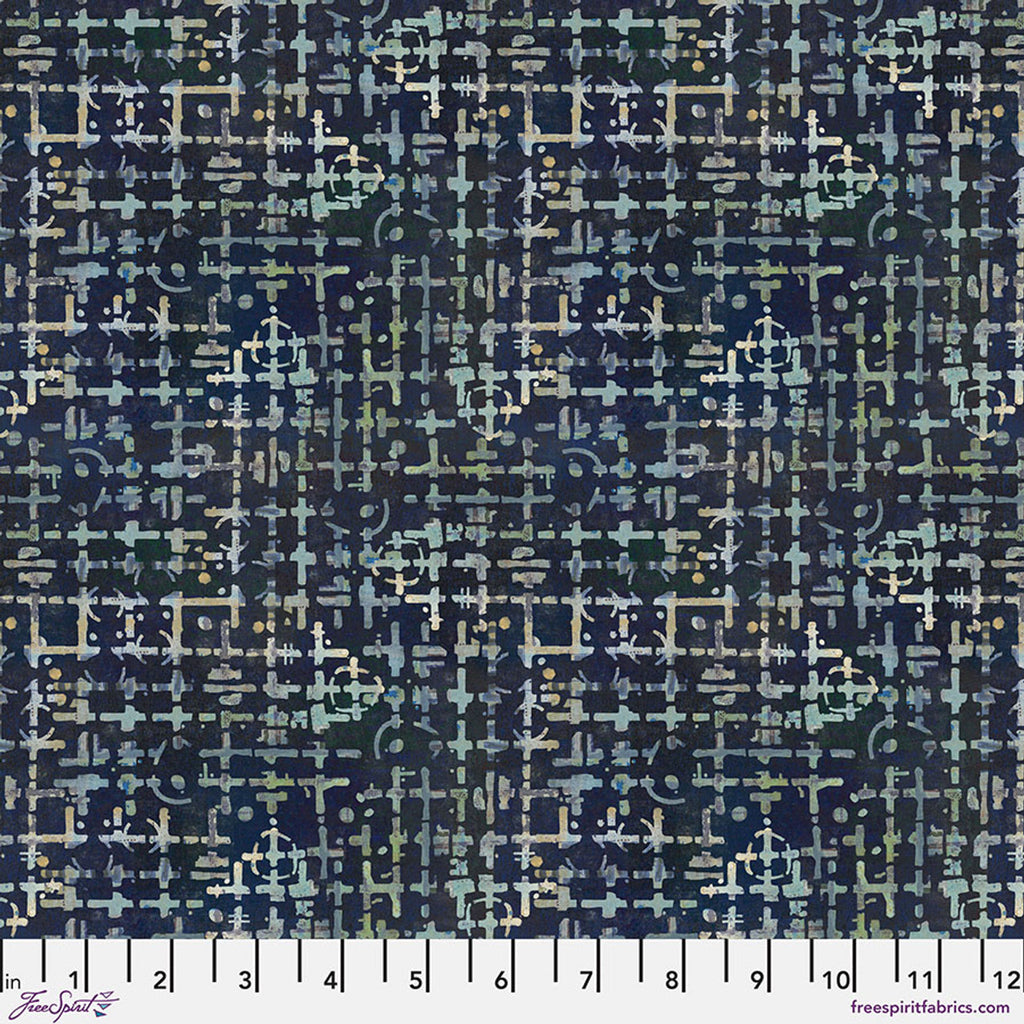 FreeSpirit Fabrics - On Your Mark - Maze - Indigo - PWSE043.INDIGO - Sold by the Half Yard