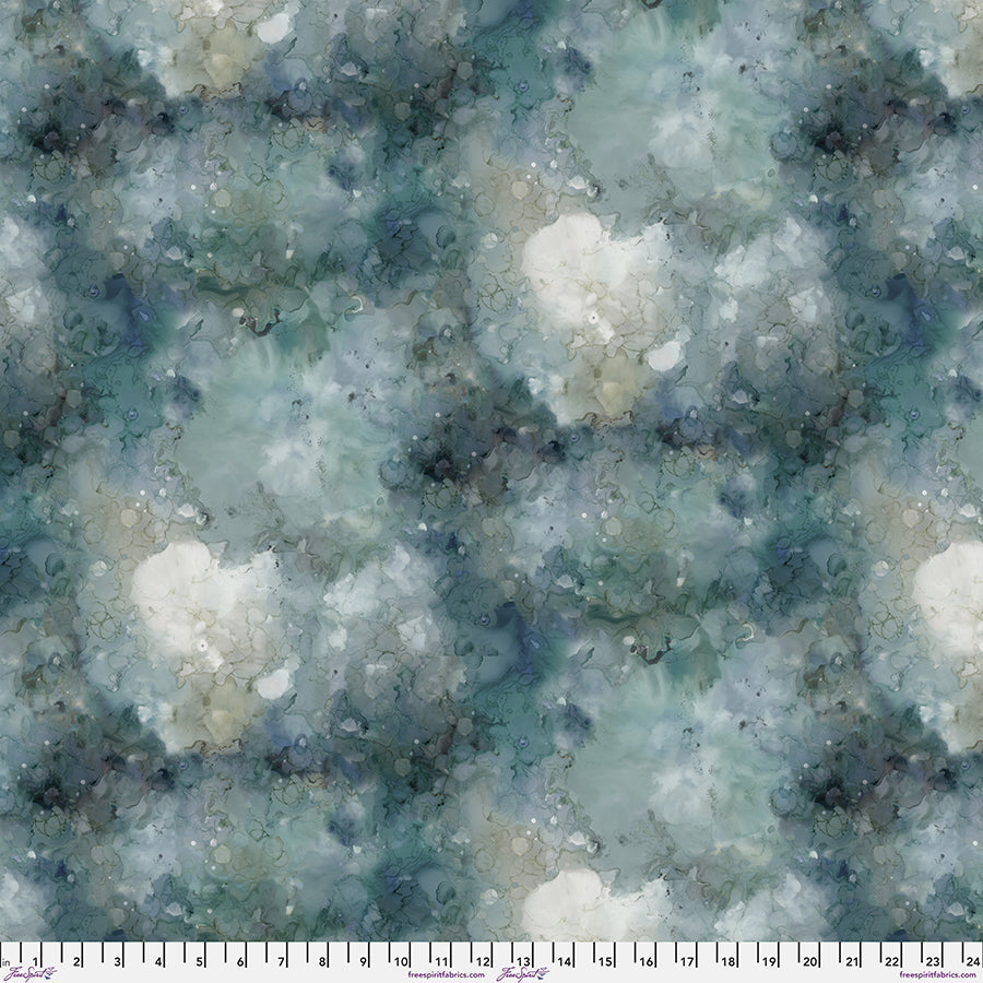 Mottled - Aegean Blue || Brushstrokes by Shell Rummel for FreeSpiri Fabrics (Sold by the Half Yard)