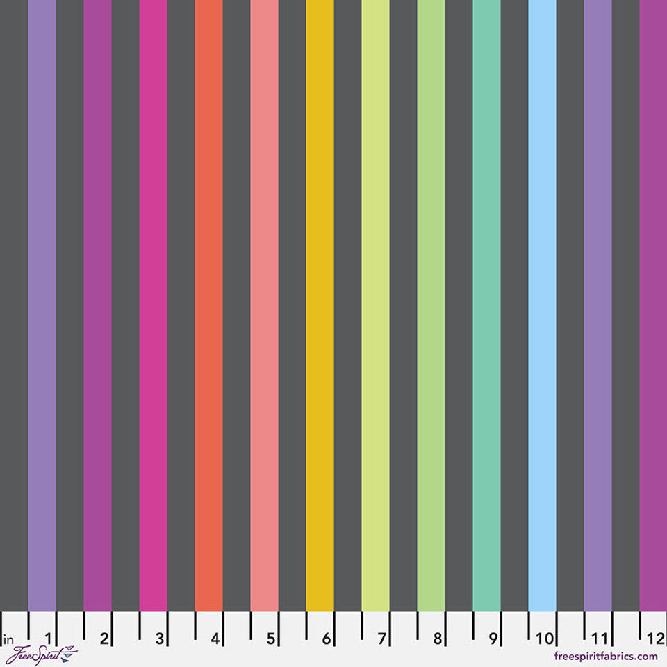 Pre-Order - FreeSpirit Fabrics - True Colors Graywork - Disco Stripe - Carbon -  PWTP231.CARBON - Sold by the Half Yard