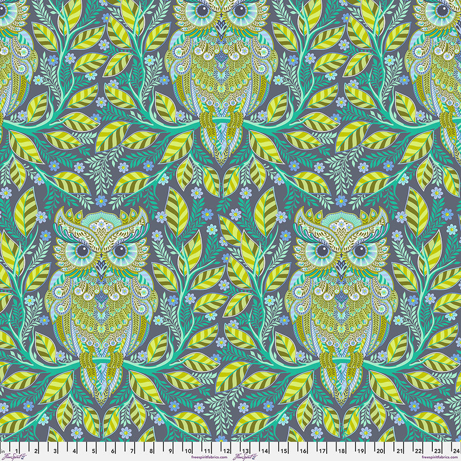 FreeSpirit Fabrics - Full Moon Forest II - Hootie Patootie - Starlight  - PWTP244.STARLIGHT - Sold by the Half Yard
