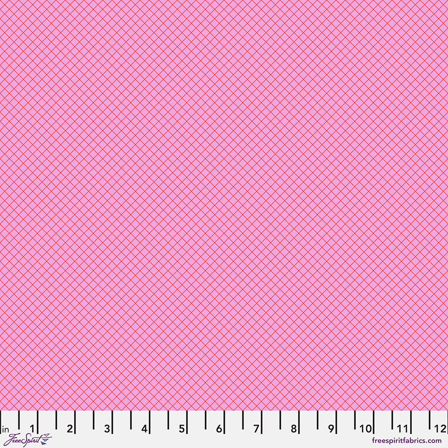 FreeSpirit Fabrics - True Colors 2025 - On the Grid - Bubblegum  - PWTP255.BUBBLEGUM - Sold by the Half Yard