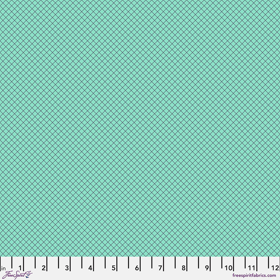 FreeSpirit Fabrics - True Colors 2025 - On the Grid - Raindrop  - PWTP255.RAINDROP - Sold by the Half Yard