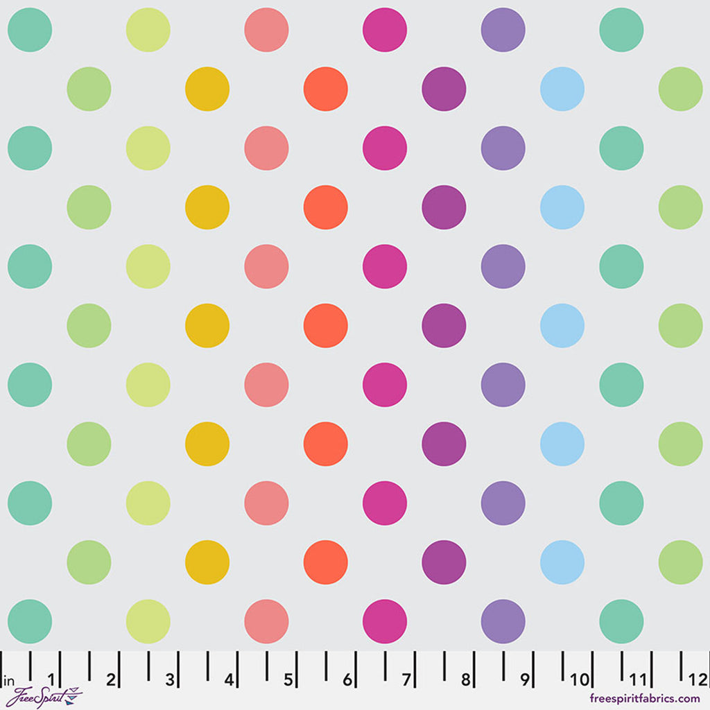 Pre-Order - FreeSpirit Fabrics - True Colors Graywork - Disco Poms - Whisper - PWTP262.WHISPER - Sold by the Half Yard
