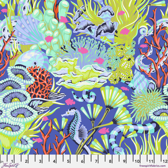 Pre-Order - FreeSpirit Fabrics - Floral Reef - Reef What You Sew - Marine - PWTP264.MARINE - Sold by the Half Yard