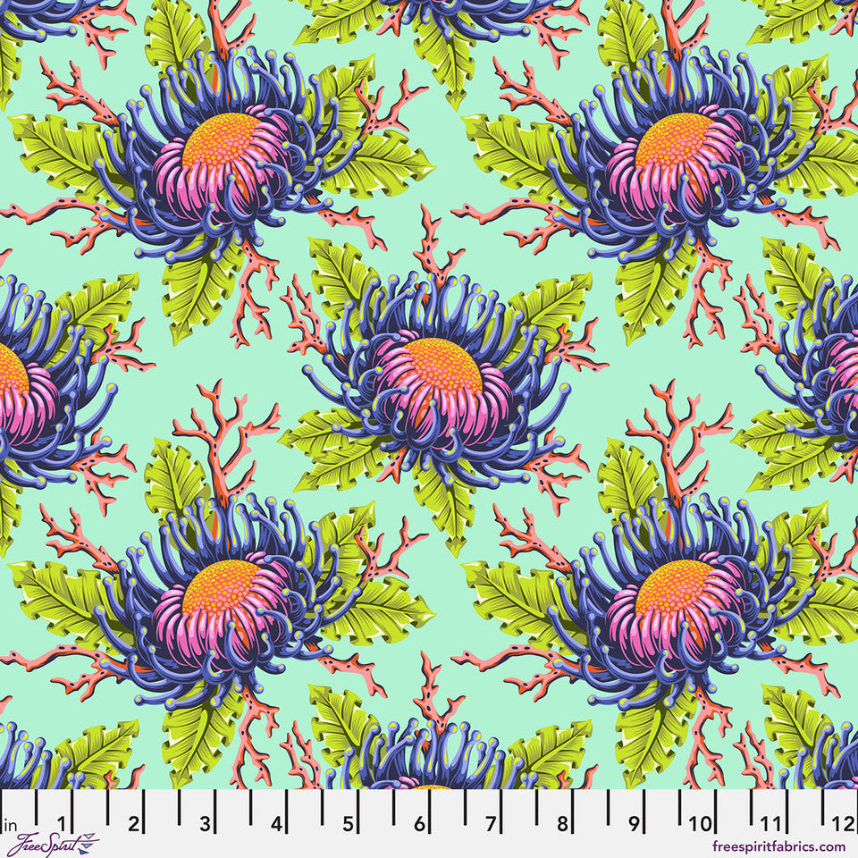 Pre-Order - FreeSpirit Fabrics - Floral Reef - Friends & Anemones - Seafoam - PWTP265.SEAFOAM - Sold by the Half Yard