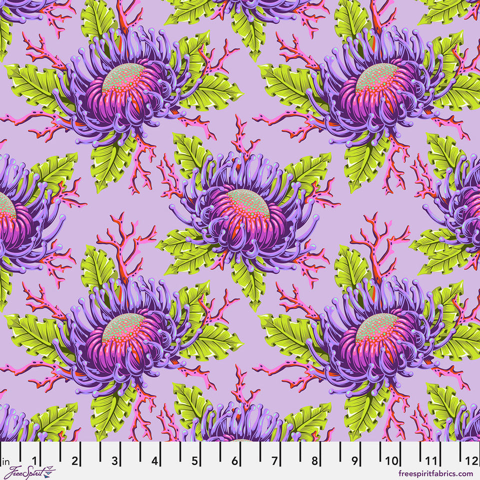 Pre-Order - FreeSpirit Fabrics - Floral Reef - Friends & Anemones - Ultraviolet - PWTP265.ULTRAVIOLET - Sold by the Half Yard
