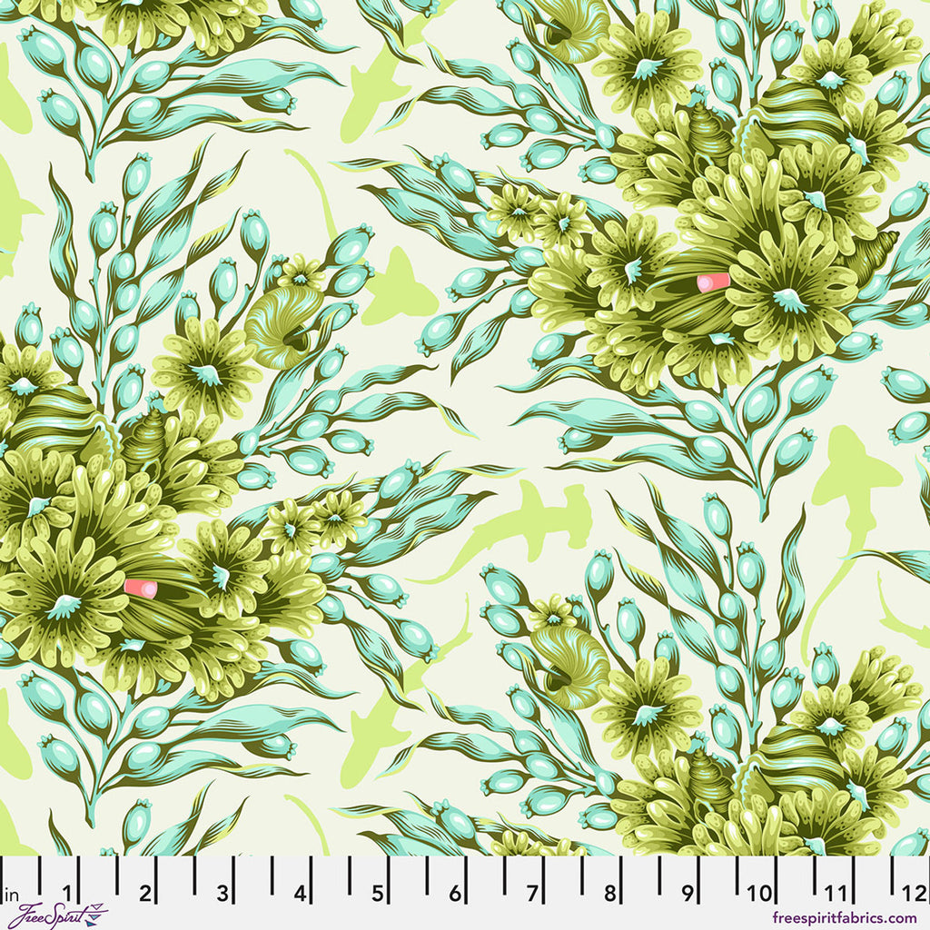 Pre-Order - FreeSpirit Fabrics - Floral Reef - Shadow Sharks - Seagrass - PWTP267.SEAGRASS - Sold by the Half Yard