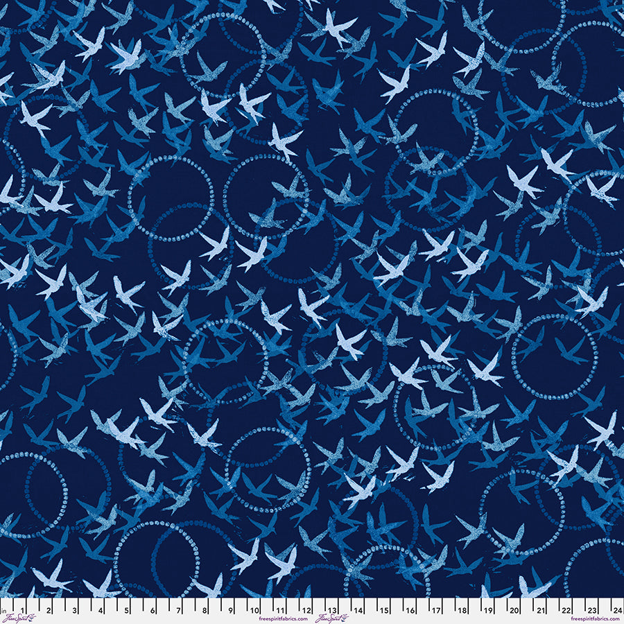 FreeSpirit Fabrics - Findings - Flying Free - Indigo - PWVW041.INDIGO - Sold by the Half Yard