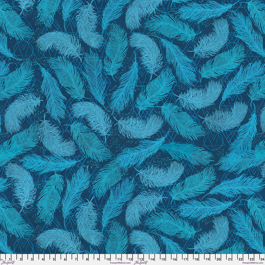 FreeSpirit Fabrics - Findings - Feathers - Indigo - PWVW046.INDIGO - Sold by the Half Yard