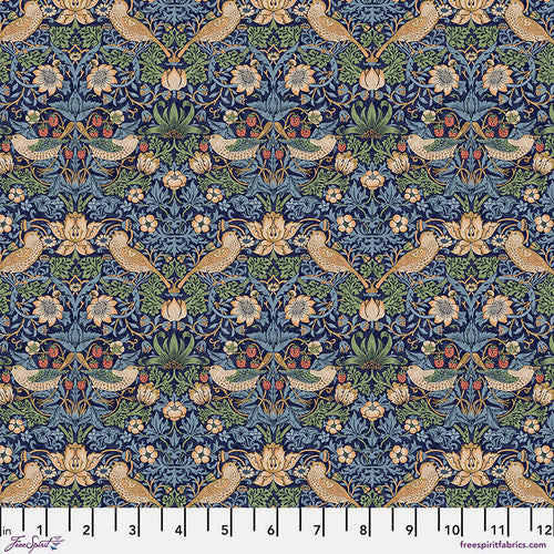 FreeSpirit - Morris & Co. - Mini Strawberry Thief - Navy  - PWWM002.Navyx - Sold by the Half Yard
