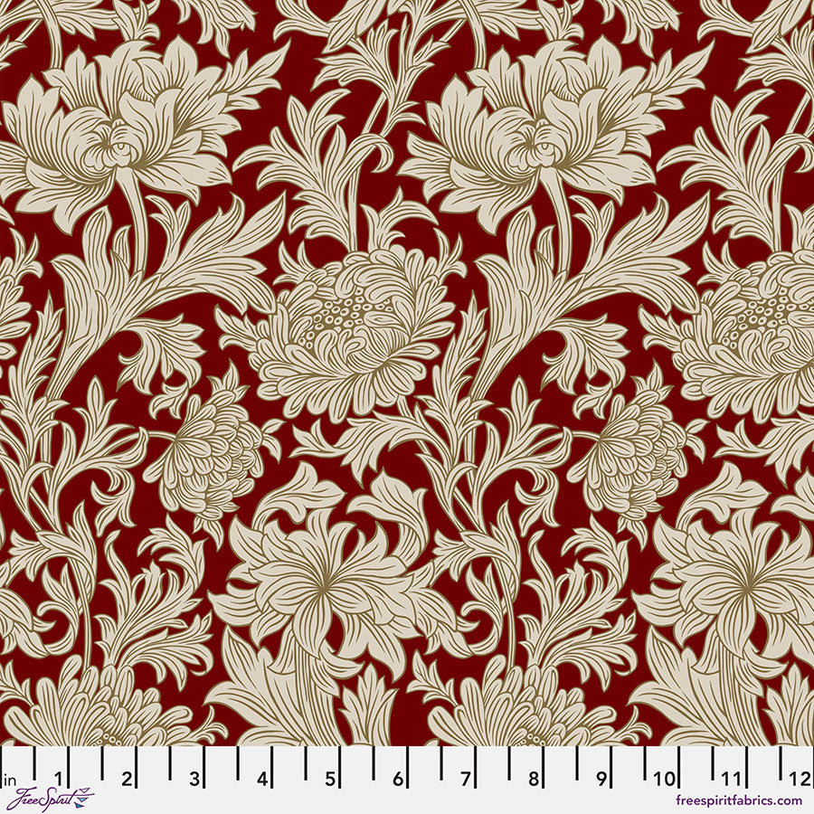 FreeSpirit Fabrics - The Oxford Holiday Collection - Chrysanthemum Tonal - Crimson - PWWM080.CRIMSON - Sold by the Half Yard