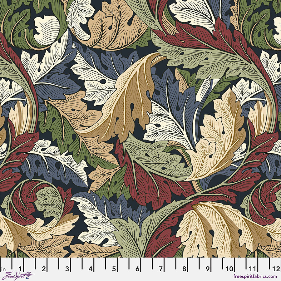FreeSpirit Fabrics - The Oxford Holiday Collection - Medium Acanthus - Ink - PWWM127.INK - Sold by the Half Yard