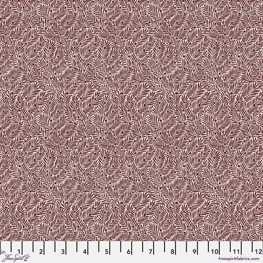 FreeSpirit Fabrics - The Oxford Holiday Collection - Small Yew & Aril - Berry - PWWM134.BERRY - Sold by the Half Yard