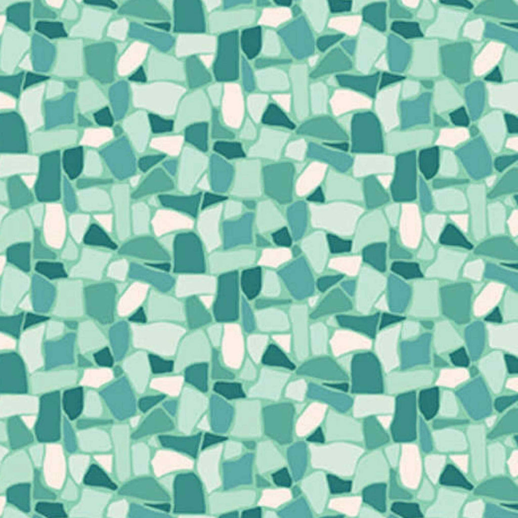 Figo Fabrics: Primavera - Paving Stepping Stones Teal and Green