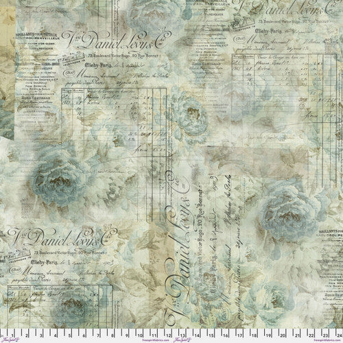 FreeSpirit - Eclectic Elements - Receipt Aqua 108 Wideback - QBTH010.AQUA - Sold by the Half Yard