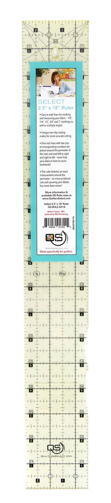 Quilter's Select - Non-Slip Ruler 2.5in x 18in - QS-RUL25X18