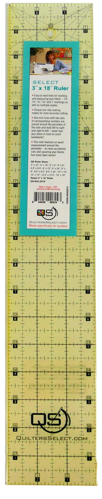 Quilter's Select - Non-Slip Ruler 3in x 18in - QS-RUL3X18