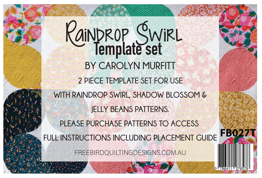 Free Bird Quilting Designs - Raindrop Swirl Template Set - FB027T