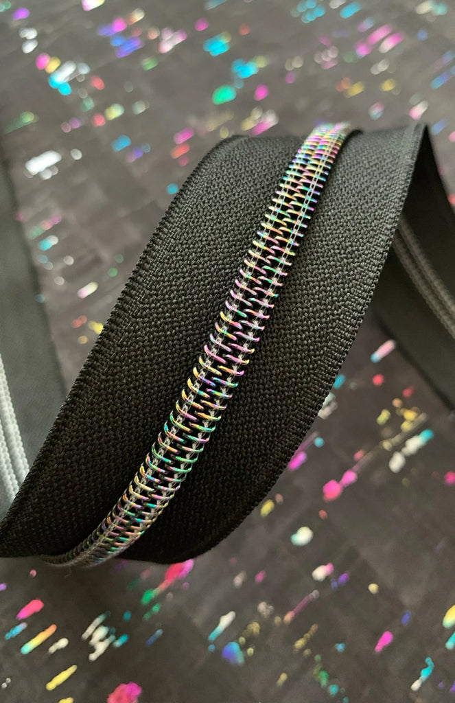 Sassafras Lane Design - Black Zipper Tape with Iridescent Teeth - SASSKIT-17C