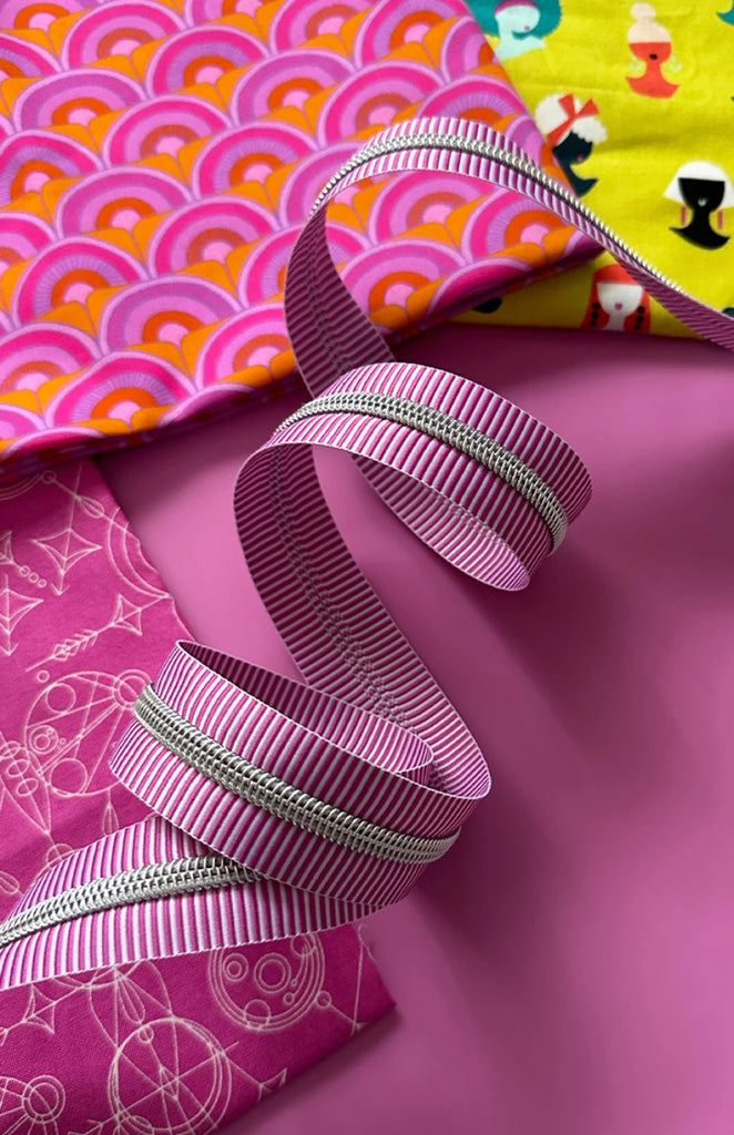 Sassafras Lane Design - Purple Stripe Zipper Tape with Nickel Teeth - SASSKIT-17L