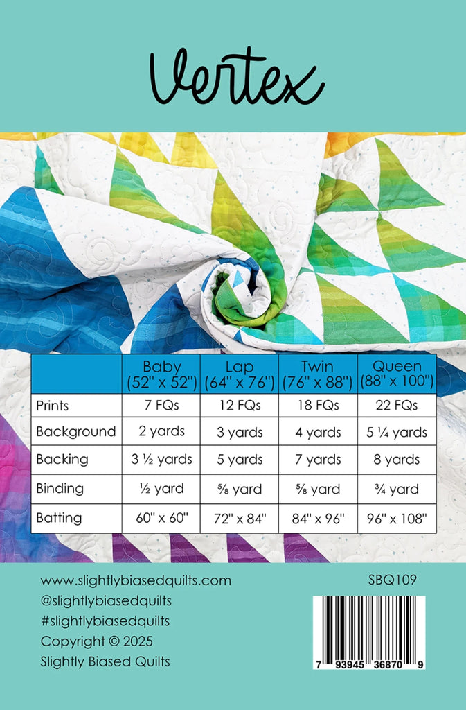Vertex Quilt Pattern by Jennifer Worthen of Slightly Biased Quilts - SBQ-109