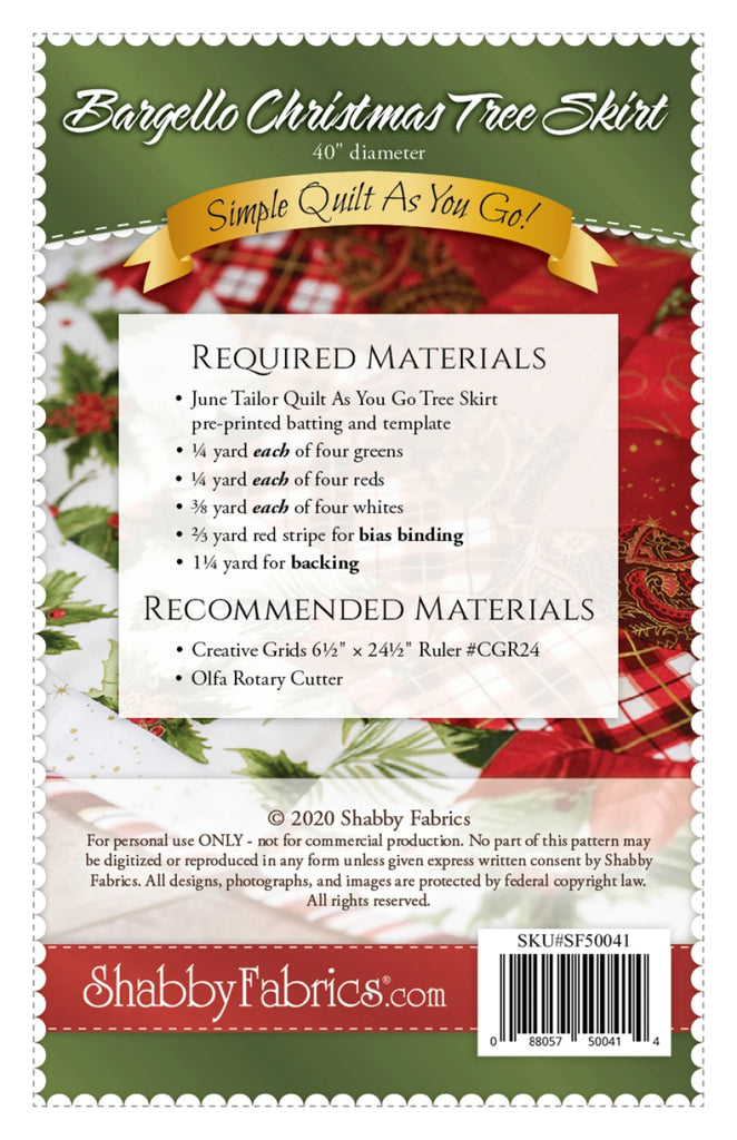 Bargello Christmas Tree Skirt Pattern by Jennifer Bosworth for Shabby Fabrics - SF50041