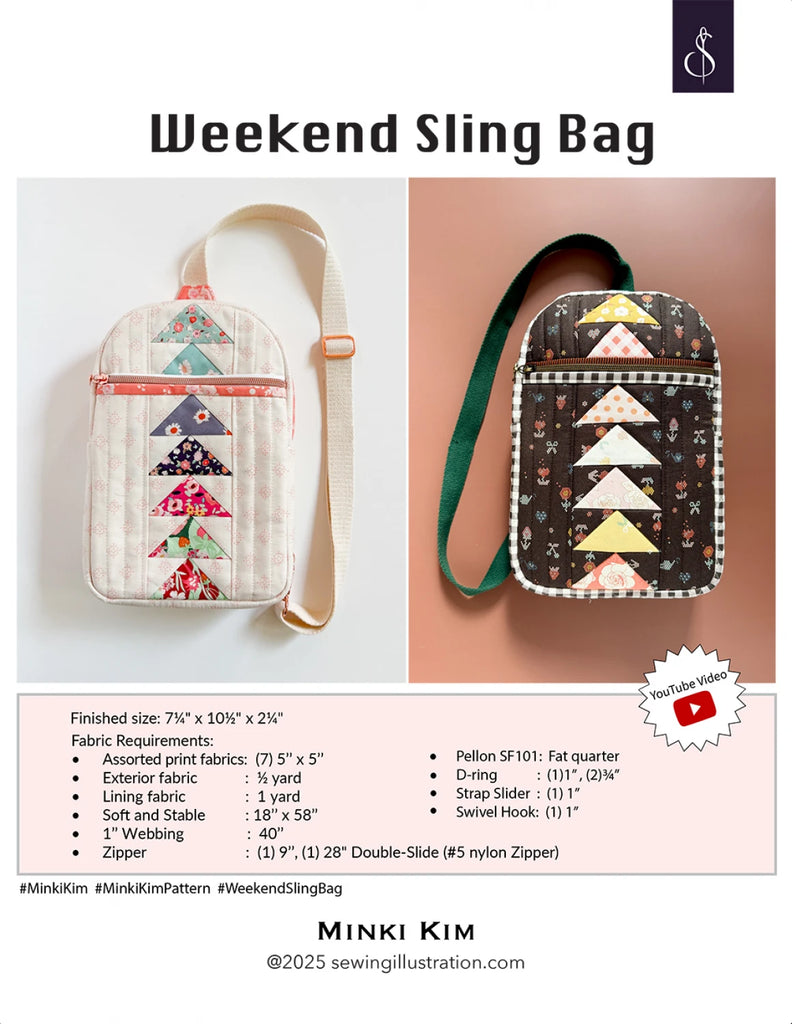 Weekend Sling Bag Pattern by Minki Kim of Sewing Illustrations - SI-BP9