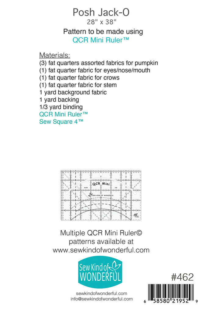 Posh Jack O Quilt Pattern by Jenny Pedigo of Sew Kind of Wonderful  - SKW462