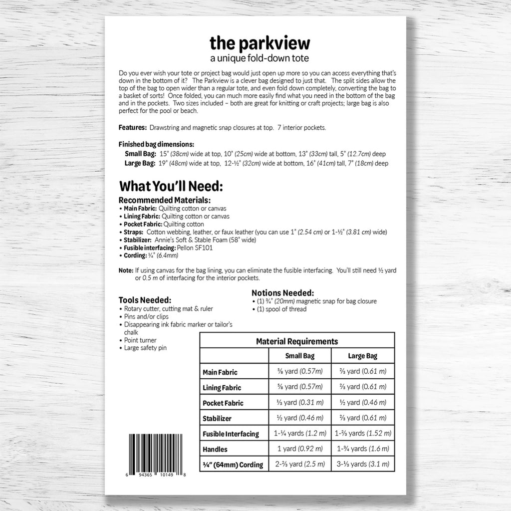 Studio M - The Parkview - A Unique Fold -down tote - SMST006