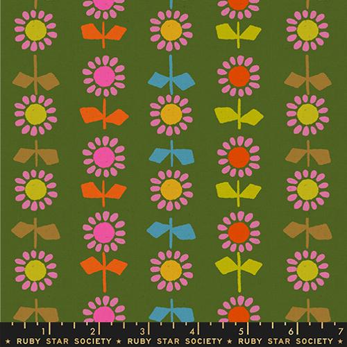 Ruby Star Society - Catnap - Daisy Stripe Canvas Sarah Green - RS4136 13L - Sold by the Half Yard