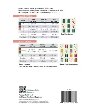 Nakatomi Quilt Pattern by Donna McLeod of XOX Sew - XO119
