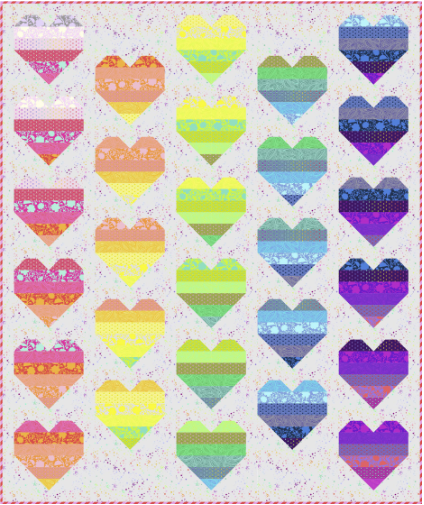 Floating Hearts Quilt Kit - Featuring True Colors by Tula Pink