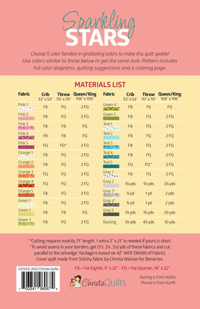 Sparkling Stars Quilt Pattern by Christa Watson of Christa Quilts - CQ133