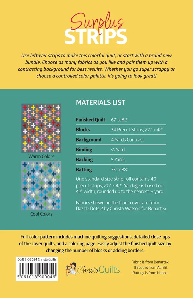 Surplus Strips Quilt Pattern by Christa Watson of Christa Quilts - CQ139