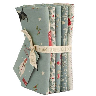 Tilda - Merry Little Christmas - 5 Piece Fat Quarter Bundle Duck Egg - TIL300243