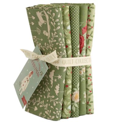 Tilda - Merry Little Christmas - 5 Piece Fat Quarter Bundle Green - TIL300244
