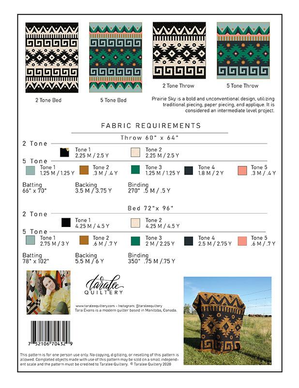 Taralee Quiltery - Prairie Sky Quilt Pattern - TLQ1001