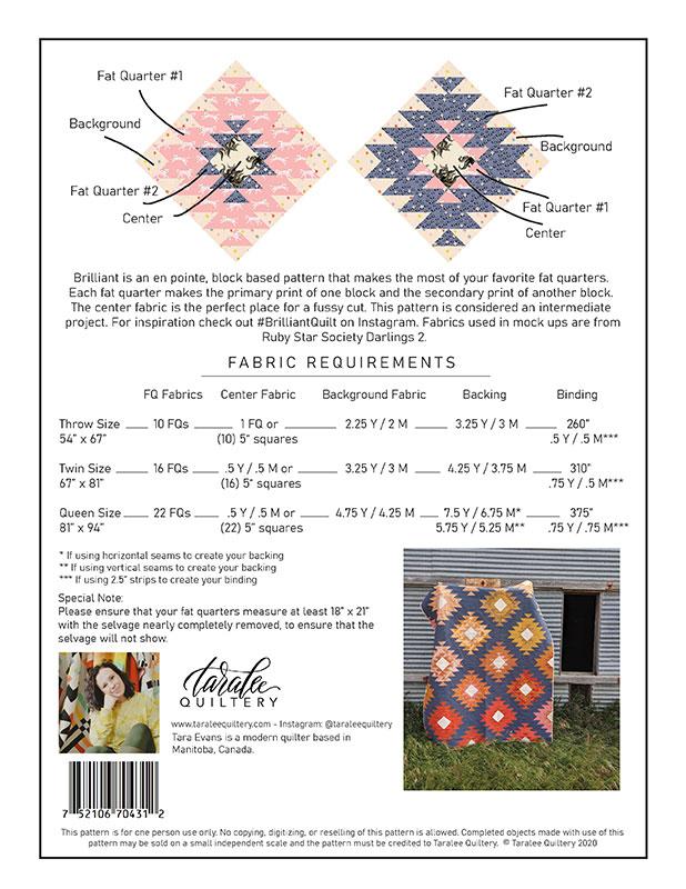 Taralee Quiltery - Brilliant Quilt Pattern - TLQ1007